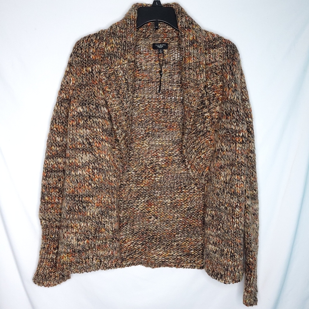 TALBOTS Women's Wool/Alpaca Blend Shawl Collar Open Front Cardigan MEDIUM